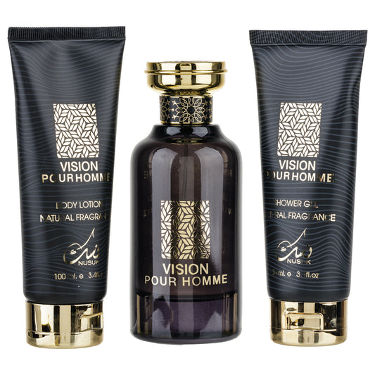 NUSUK Set Vision Pour Homme Eau de Parfum

100ml + Gel De Dus 100ml +Lotiune de corp 100ml