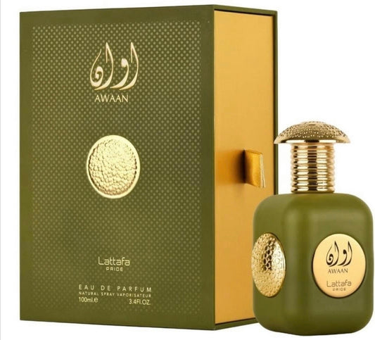 Lattafa Awaan Gold Eau De Parfum Spray for Unisex 3.4oz /100 ml